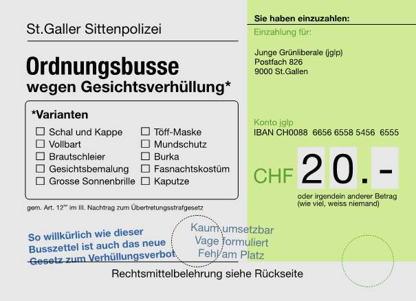 Aktion gegen Gesichtsverhüllungsverbot