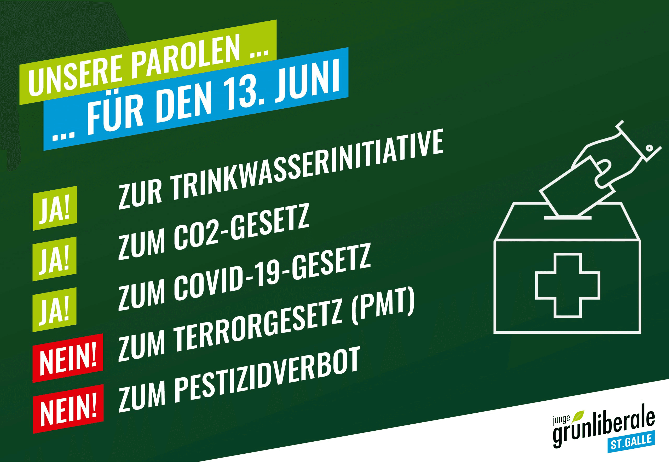 Junge Grünliberale fassen Parolen für den 13. Juni